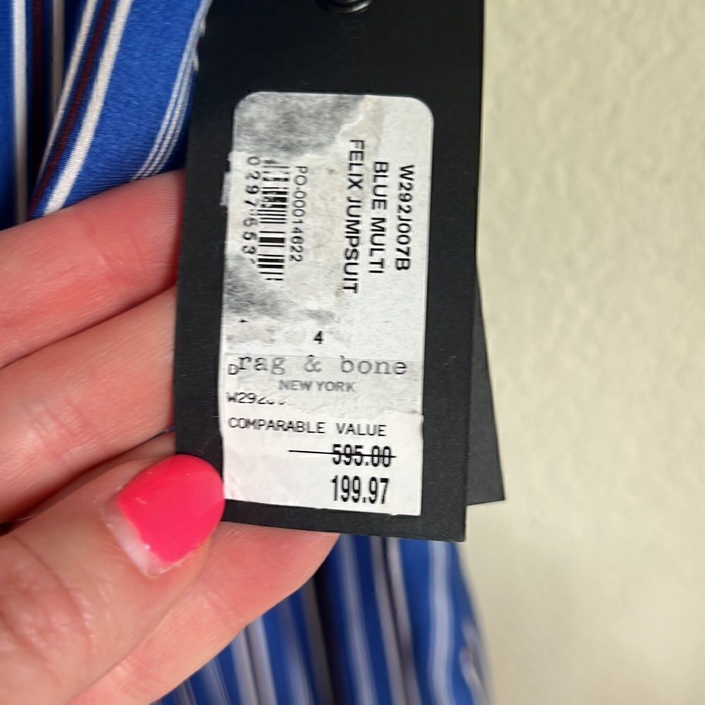 NWT Rag & Bone Felix Striped Silk Jumpsuit 4 - Picture 5 of 16